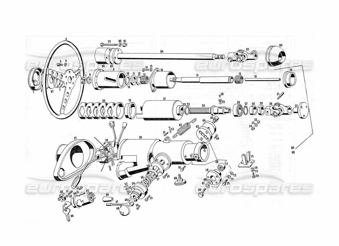 maserati indy 4.2 parti dello sterzo diagramma delle parti