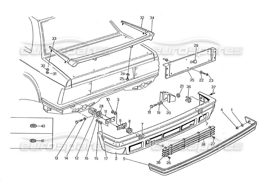 maserati 2.24v schema delle parti paraurti posteriore