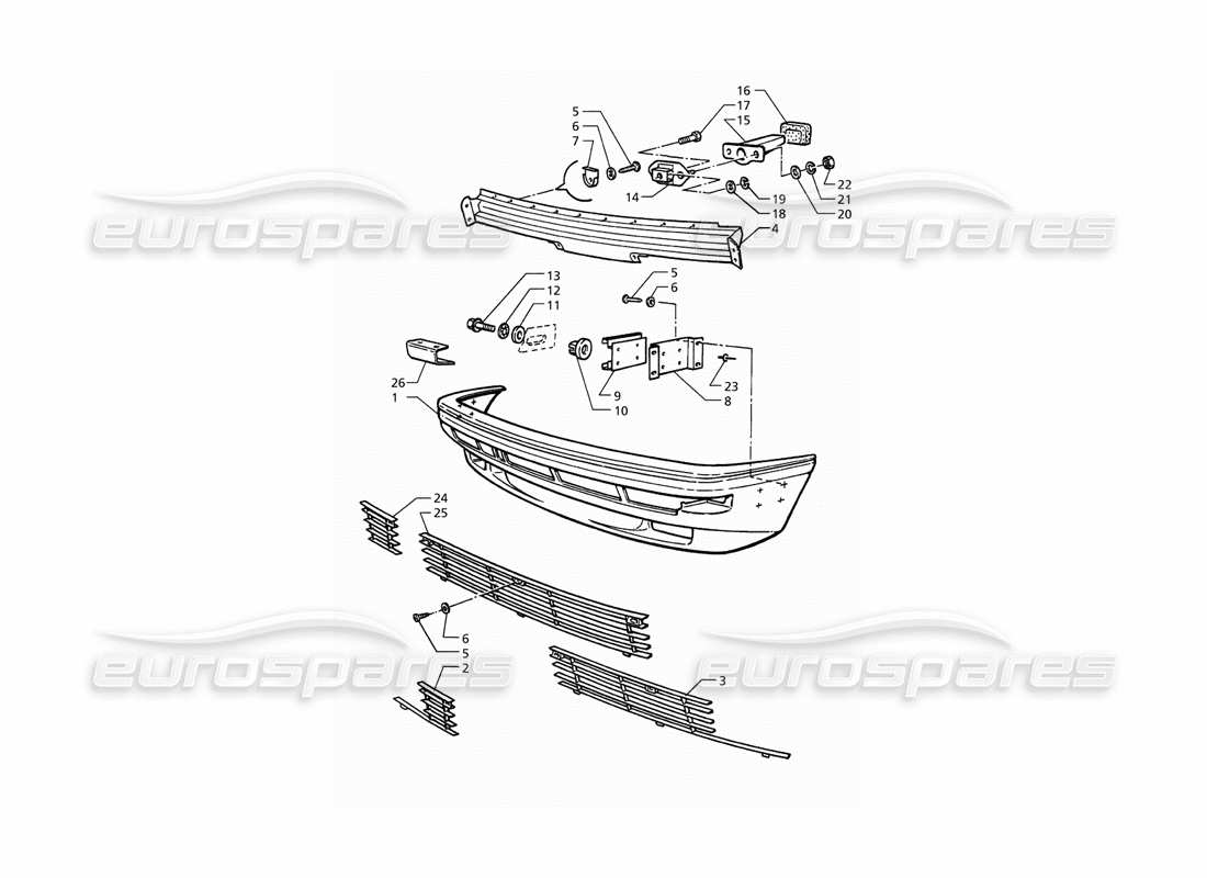 maserati qtp. 3.2 v8 (1999) paraurti anteriore diagramma delle parti