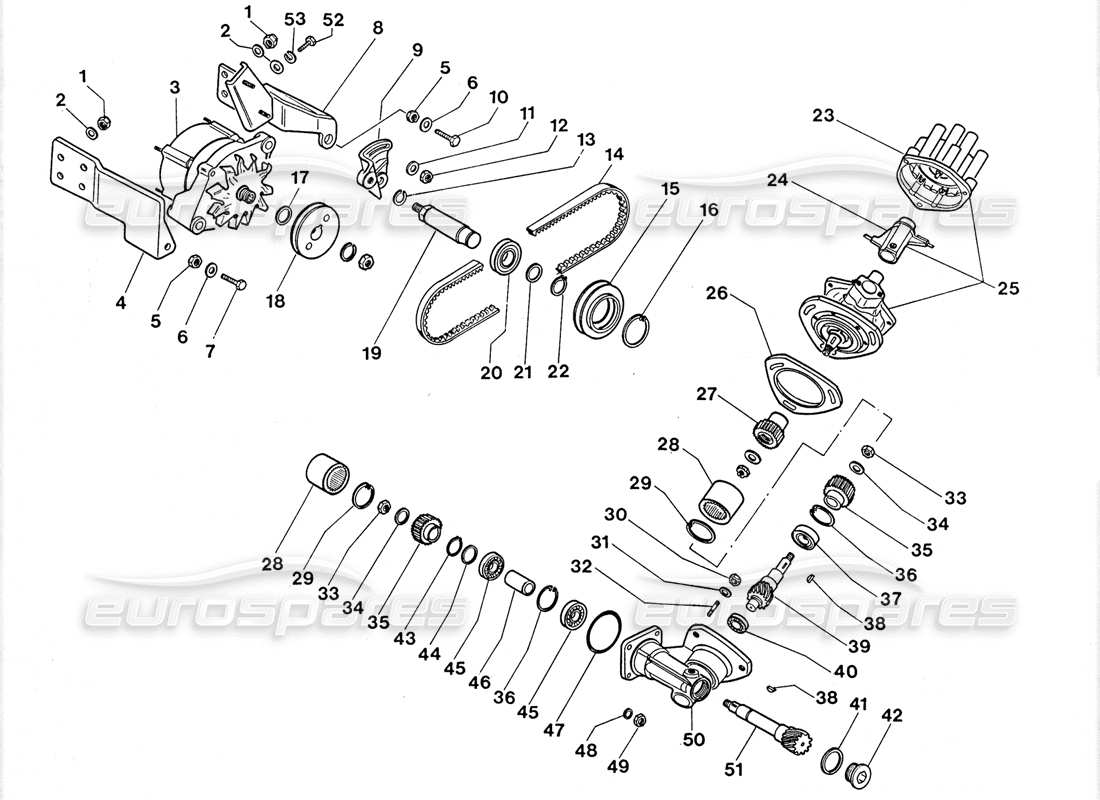 lamborghini lm002 (1988) distribuzione accensione alternatore diagramma delle parti