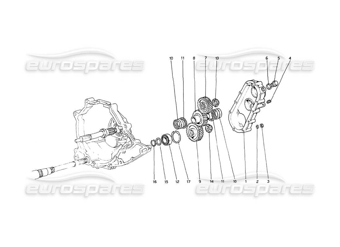 ferrari 208 gt4 dino (1975) trasmissione del cambio diagramma delle parti