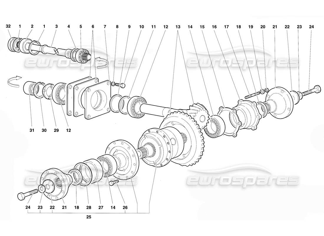 lamborghini diablo vt (1994) differenziale posteriore diagramma delle parti