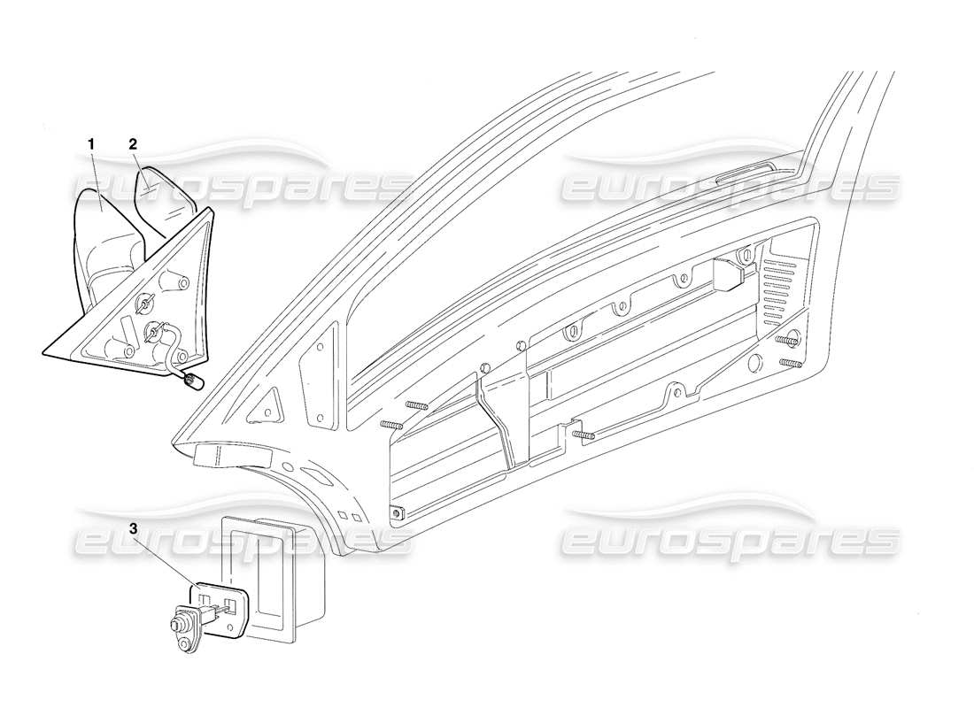 lamborghini diablo vt (1994) schema delle parti delle porte (valido per la versione usa - aprile 1994).