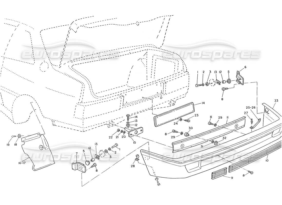 maserati ghibli 2.8 (non abs) schema delle parti paraurti posteriore