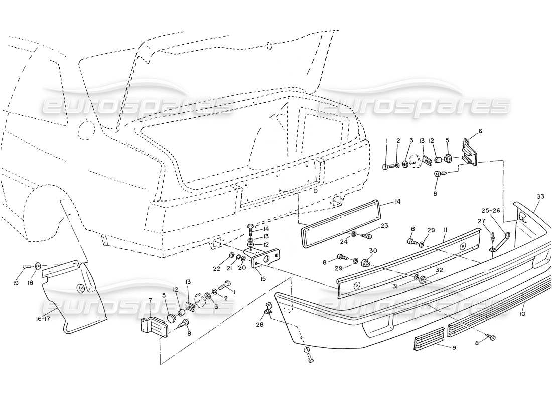 maserati ghibli 2.8 (non abs) paraurti posteriore diagramma delle parti