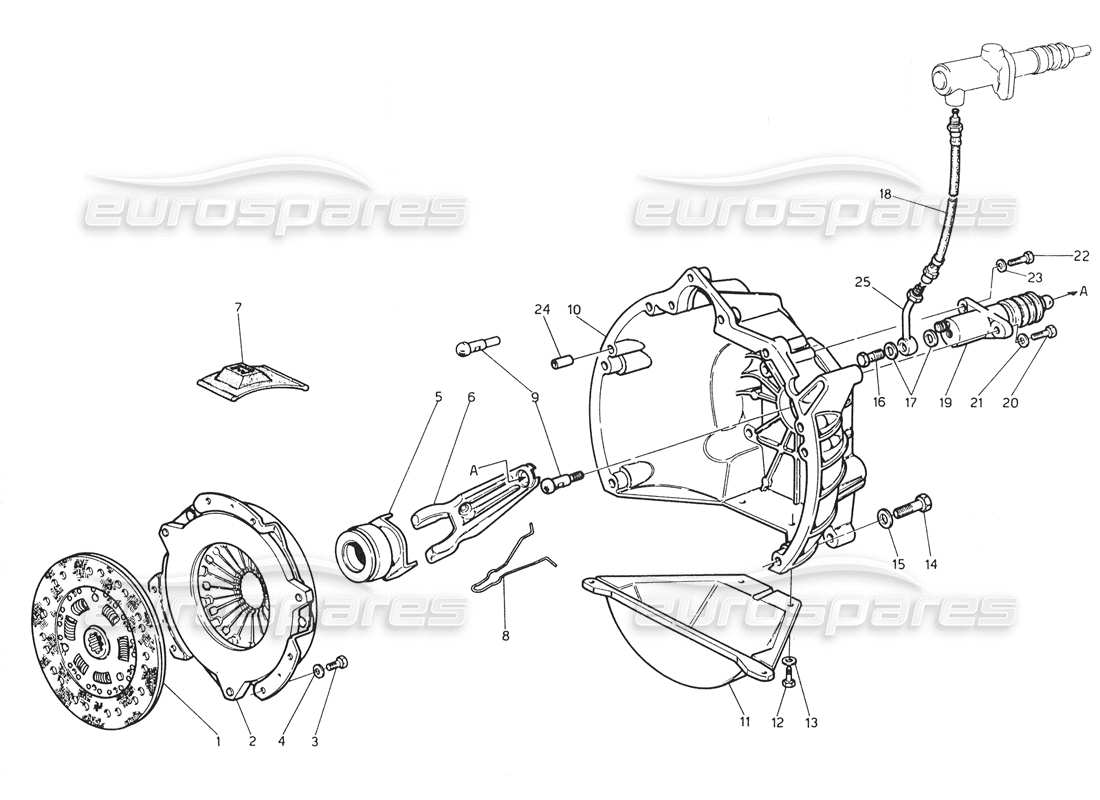 maserati biturbo spider diagramma della parte della frizione