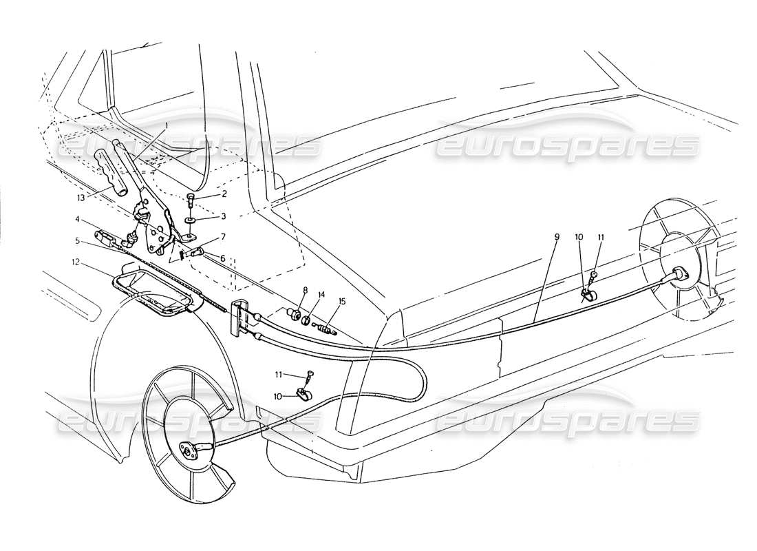 maserati 418 / 4.24v / 430 controllo del freno a mano diagramma delle parti