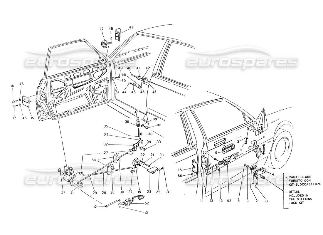 maserati 418 / 4.24v / 430 porte anteriori diagramma delle parti