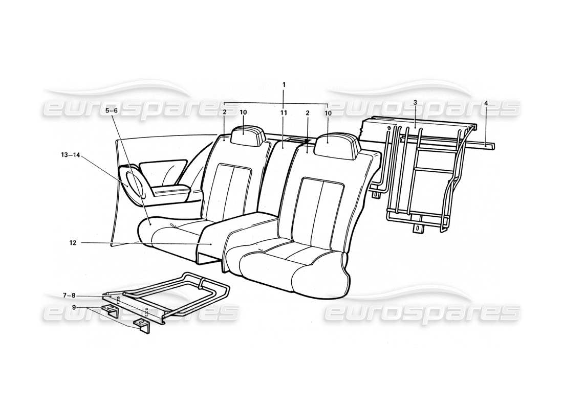 ferrari 412 (coachwork) sedili posteriori schema delle parti