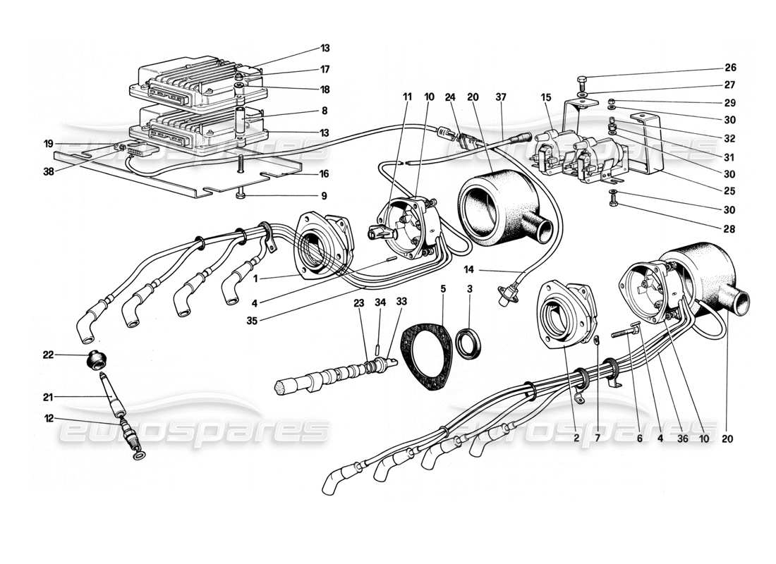 ferrari 208 turbo (1982) accensione del motore diagramma delle parti