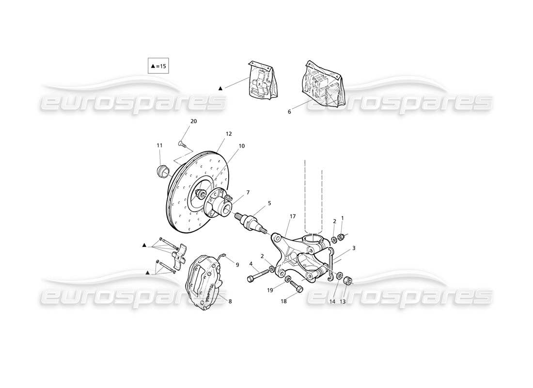 maserati qtp v6 evoluzione schema delle parti di mozzi e freni anteriori con abs