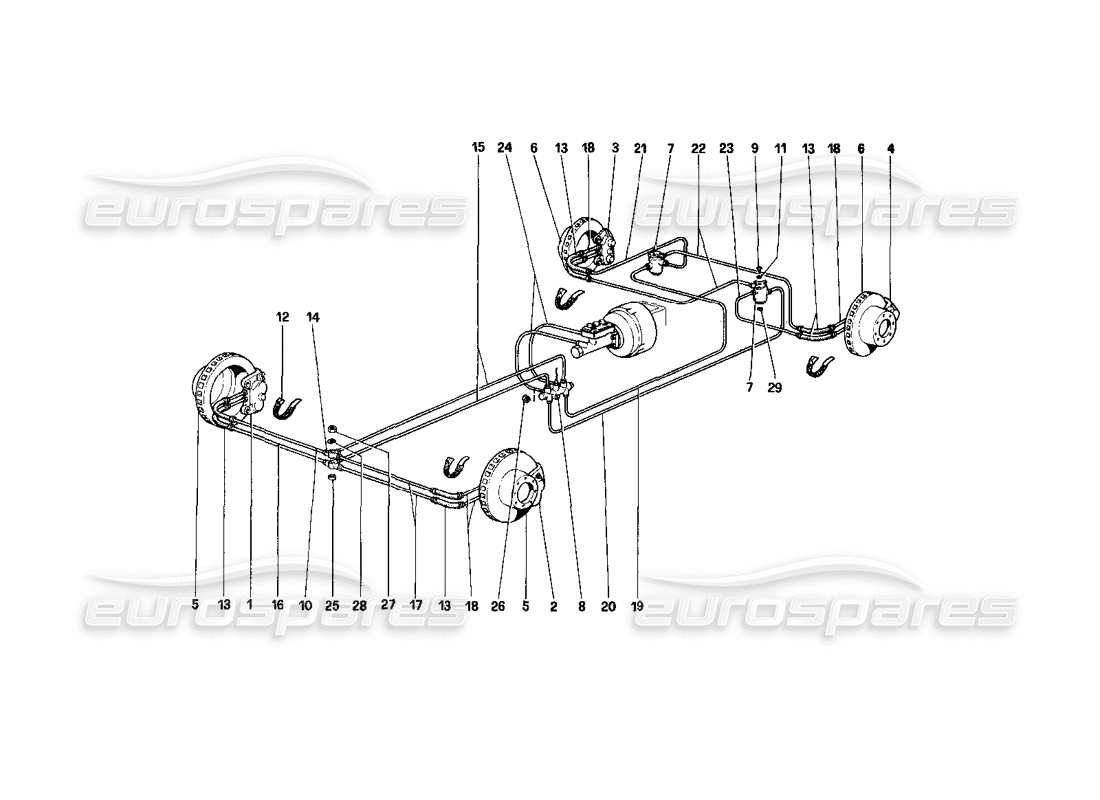 ferrari 400i (1983 mechanical) diagramma delle parti del sistema frenante