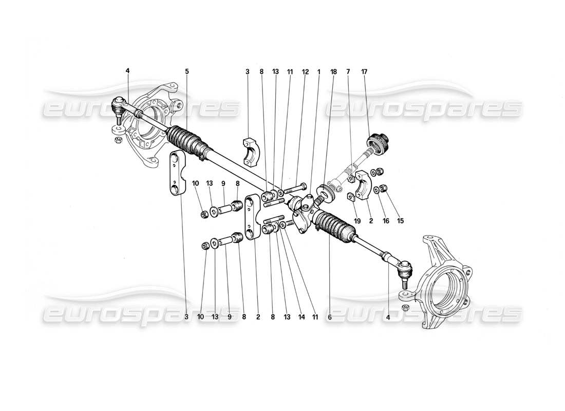 ferrari testarossa (1987) scatola sterzo e collegamento diagramma delle parti