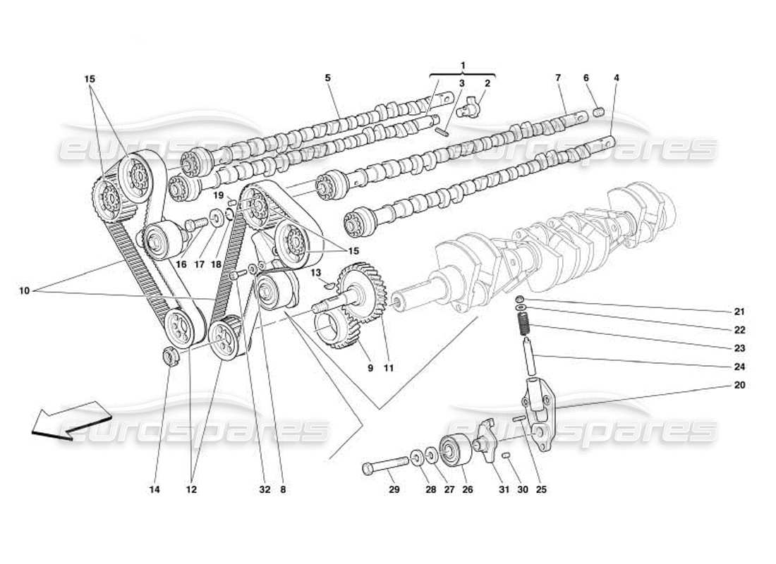 ferrari 550 barchetta tempistica: diagramma delle parti dei controlli