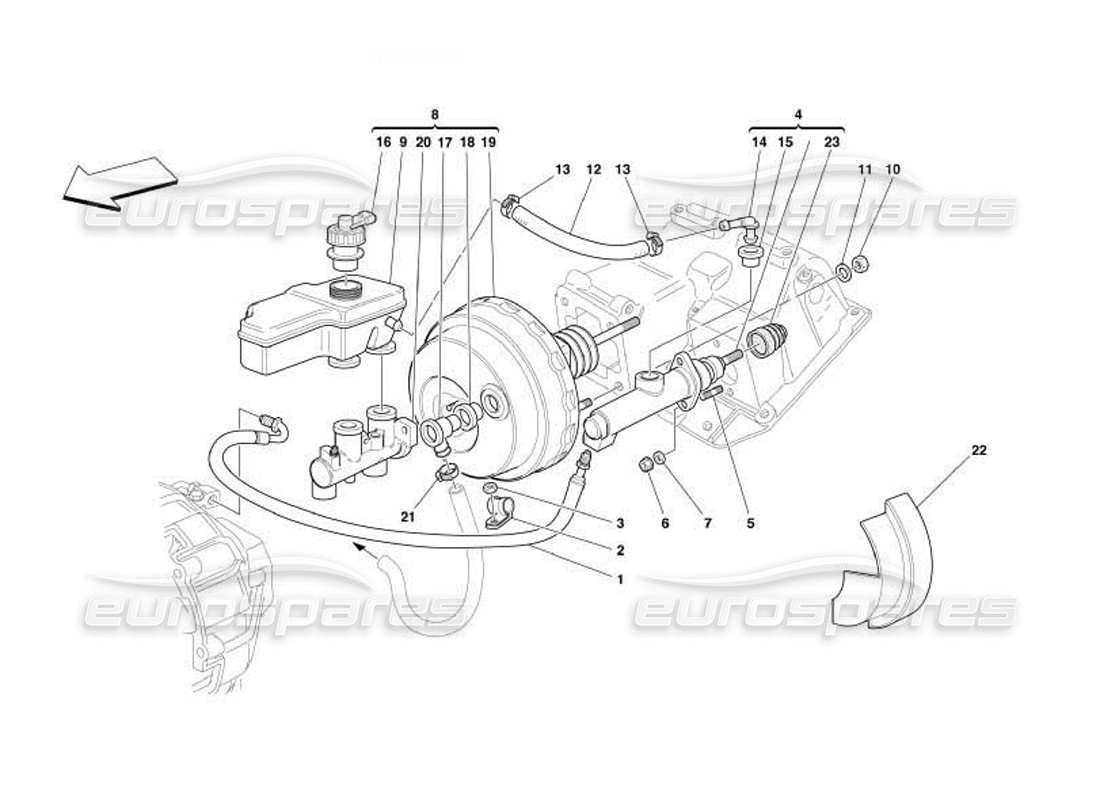 ferrari 550 barchetta diagramma delle parti dell'impianto idraulico dei freni e della frizione