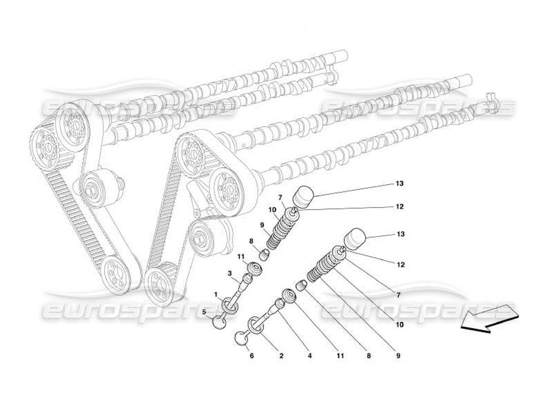 ferrari 550 barchetta distribuzione - valvole diagramma delle parti