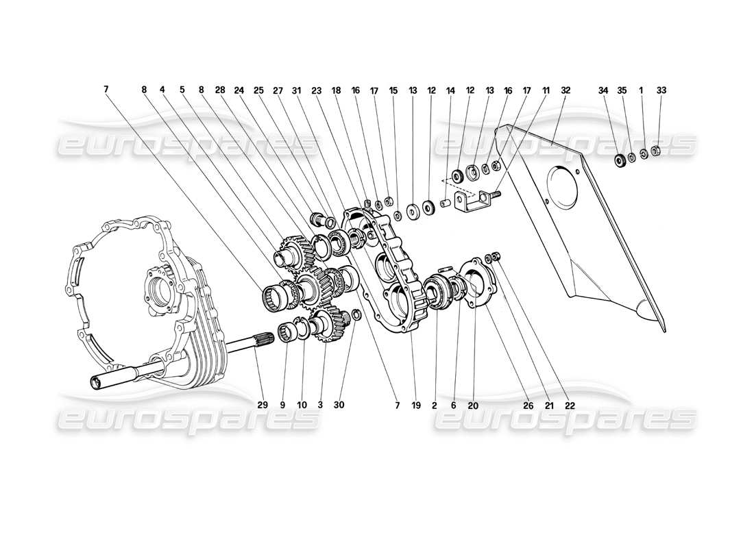 ferrari testarossa (1990) trasmissione del cambio diagramma delle parti