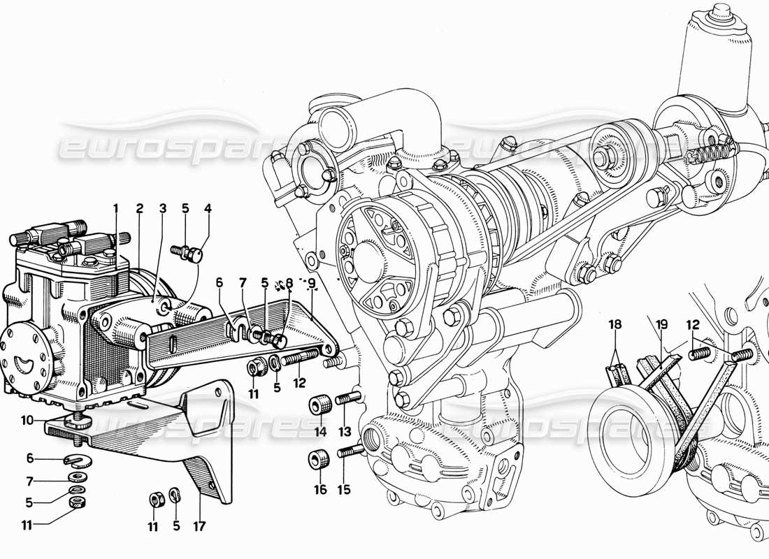 ferrari 365 gt 2+2 (mechanical) aria condizionata diagramma delle parti