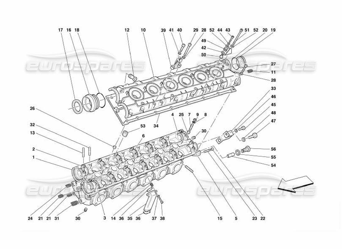 ferrari 550 barchetta schema delle parti della testata sinistra