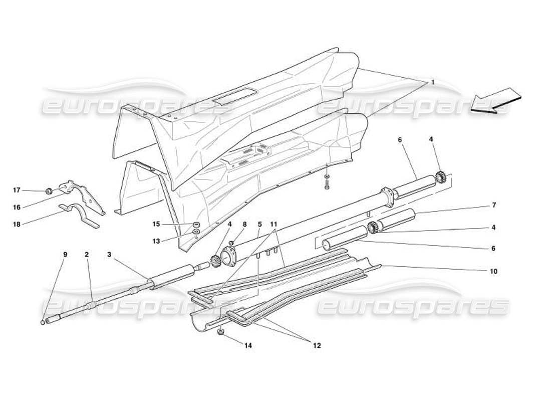 ferrari 550 barchetta diagramma del tubo di collegamento e dell'isolamento del motore-cambio