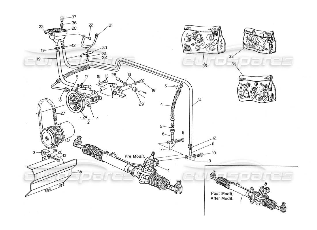 maserati 2.24v sistema di servosterzo diagramma delle parti