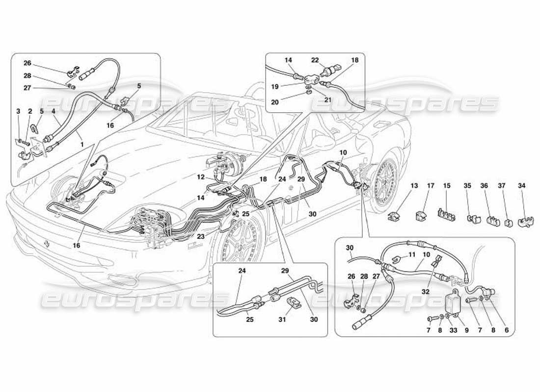 ferrari 550 barchetta sistema frenante -non per gd- diagramma delle parti