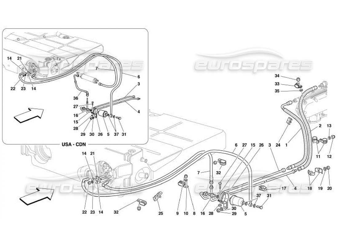 ferrari 550 barchetta diagramma delle parti del sistema di alimentazione del carburante