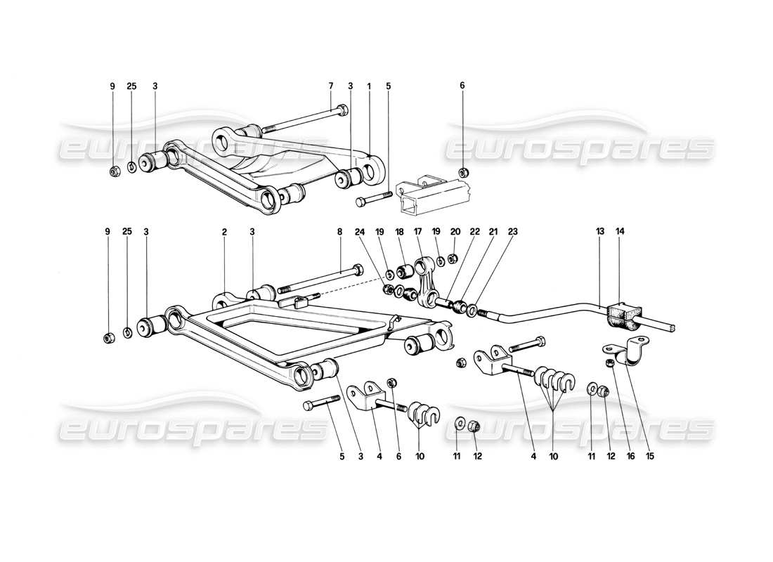 ferrari mondial 3.0 qv (1984) sospensione posteriore - wishbbnes diagramma delle parti