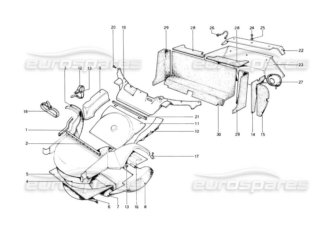 ferrari 512 bb materiale isolante e paratie diagramma delle parti
