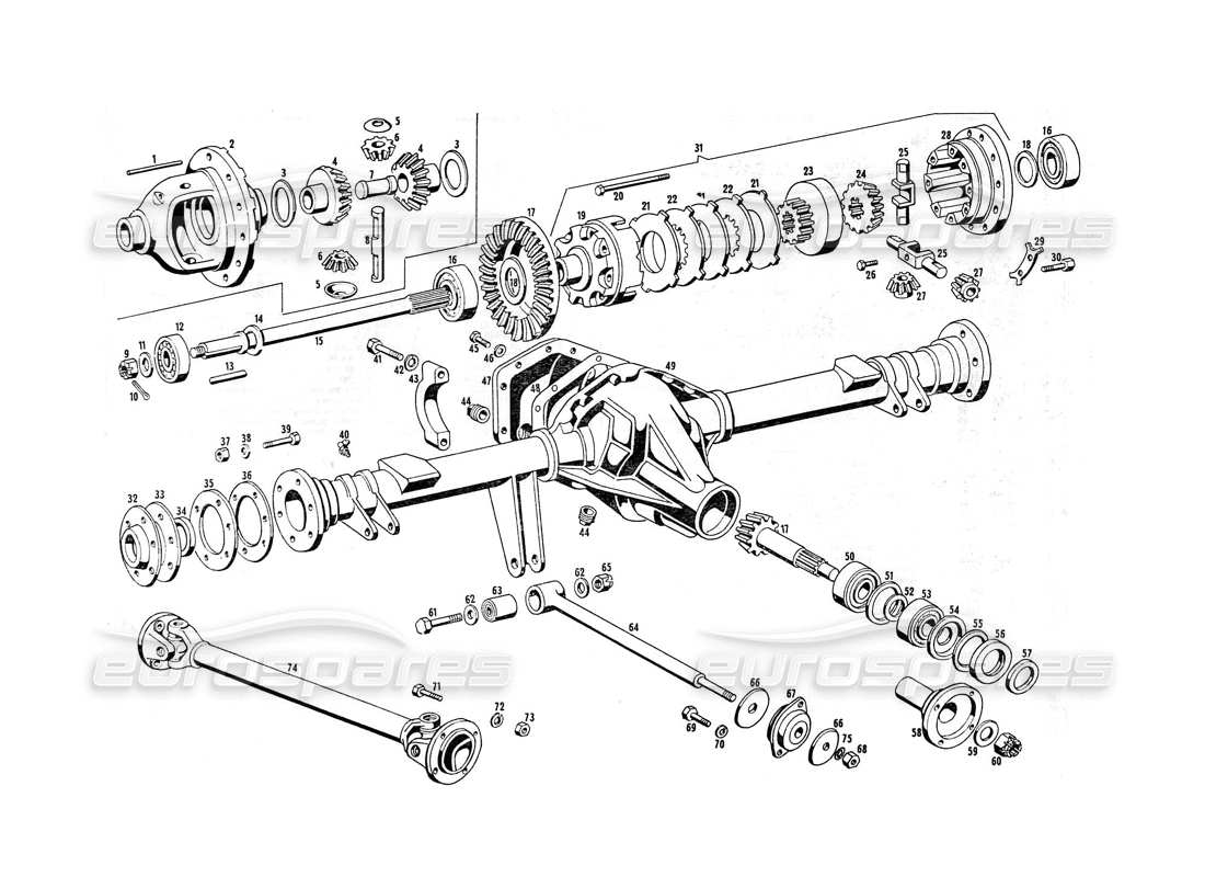 maserati indy 4.2 differenziale e alberi di trasmissione diagramma delle parti