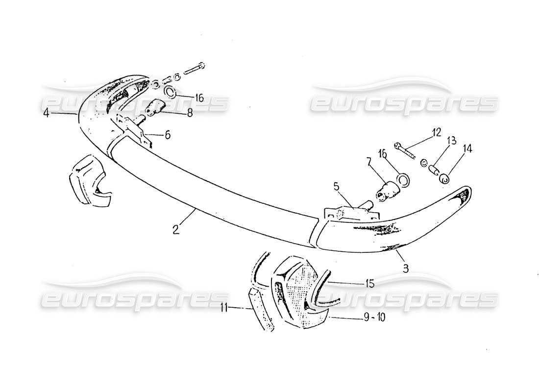 ferrari 330 gt 2+2 (coachwork) diagramma delle parti serie paraurti posteriore 2 (per gsdvn 567 - per gddvn 60).