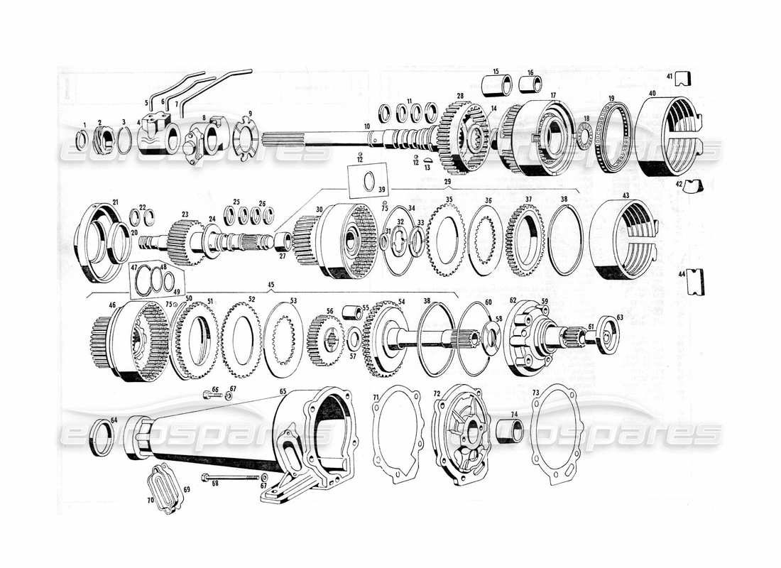 maserati indy 4.2 diagramma delle parti degli ingranaggi della trasmissione automatica
