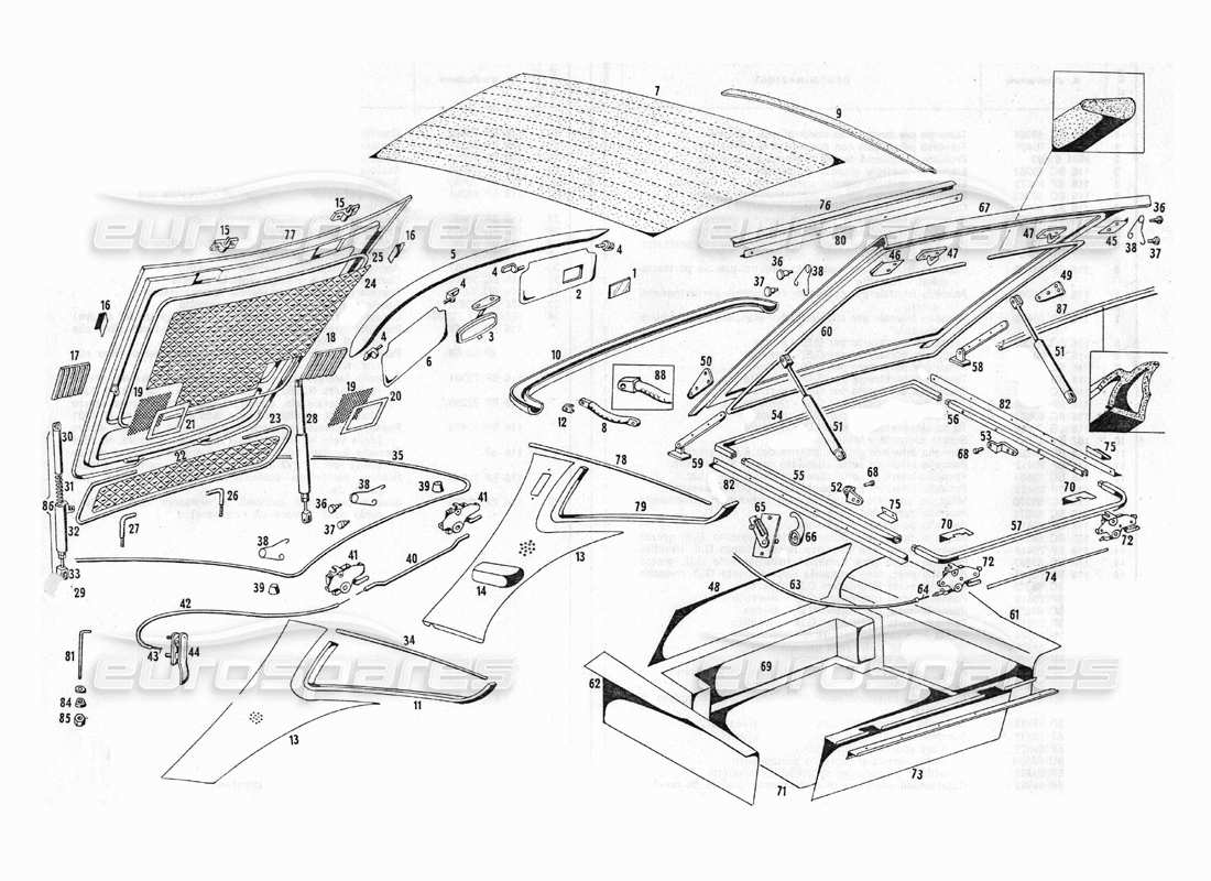 maserati indy 4.2 vano motore e bagagliaio diagramma delle parti
