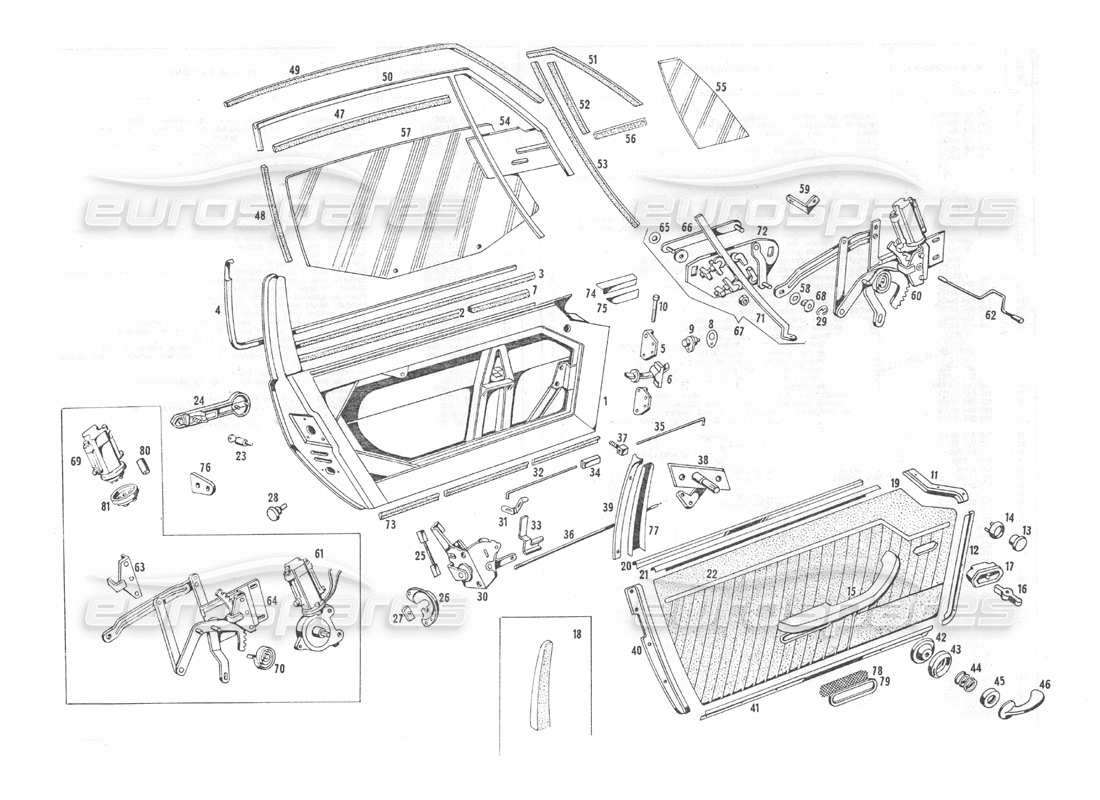 maserati indy 4.2 diagramma delle parti porte