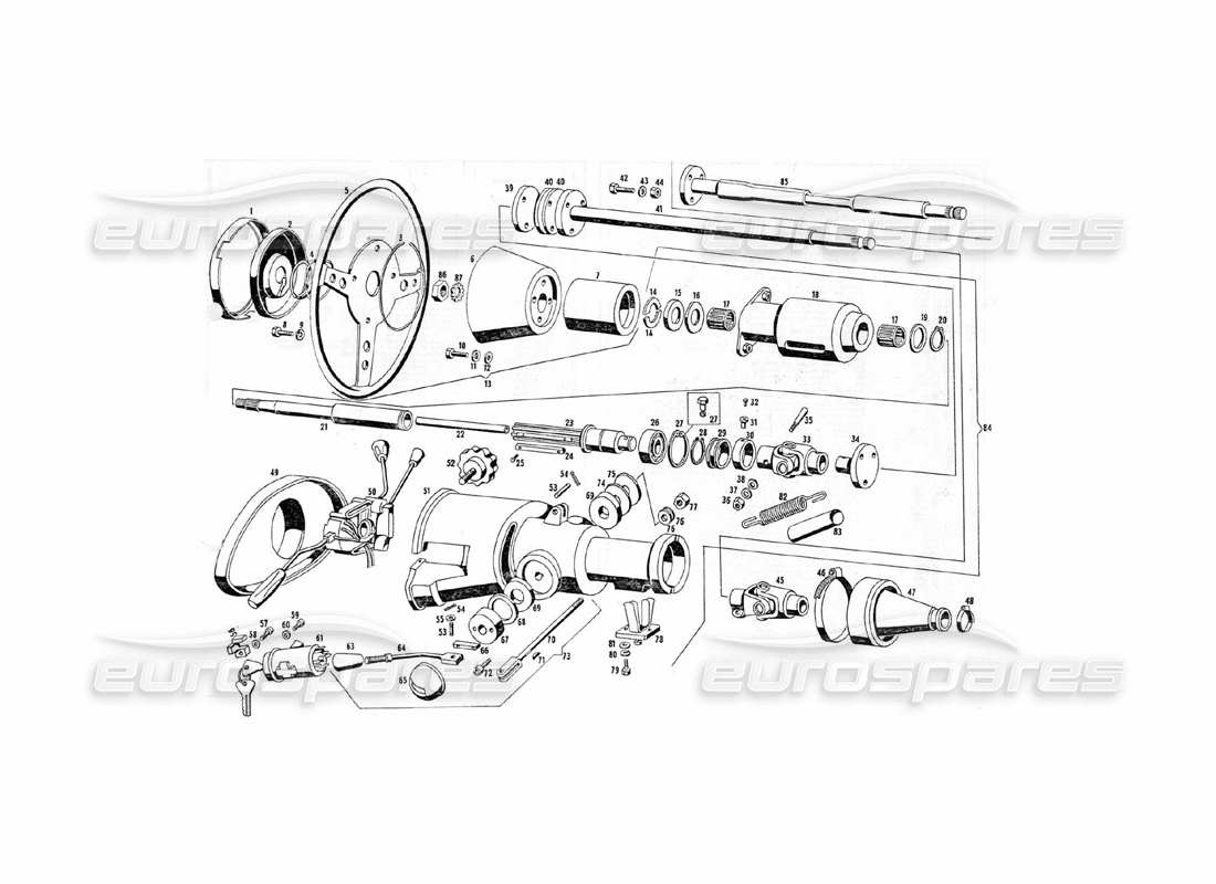 maserati indy 4.2 parti dello sterzo (usa) schema delle parti