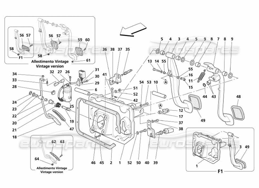 maserati 4200 spyder (2005) pedali e controllo elettronico dell'acceleratore -valido per gd- diagramma delle parti