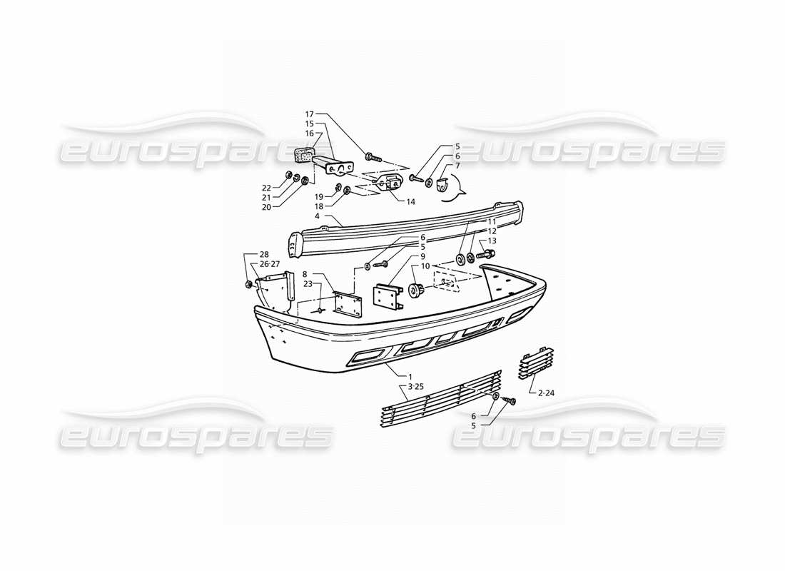 maserati qtp. 3.2 v8 (1999) schema delle parti paraurti posteriore