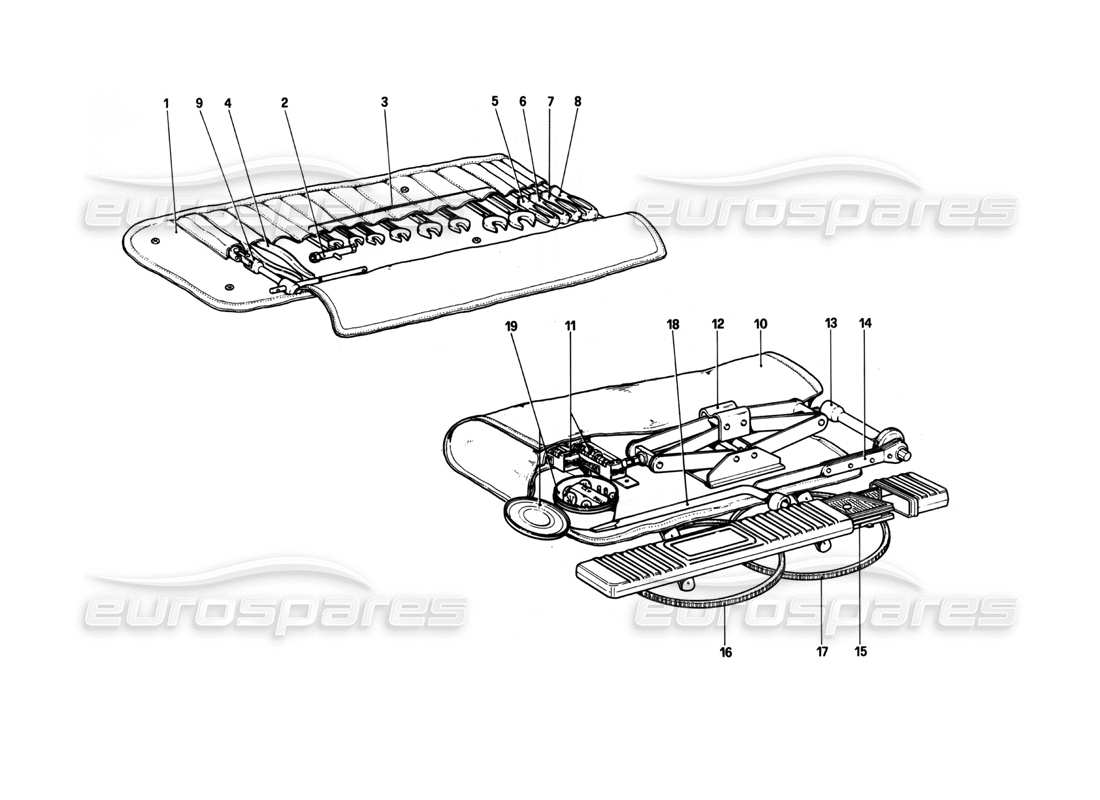 ferrari 208 turbo (1982) kit di strumenti diagramma delle parti