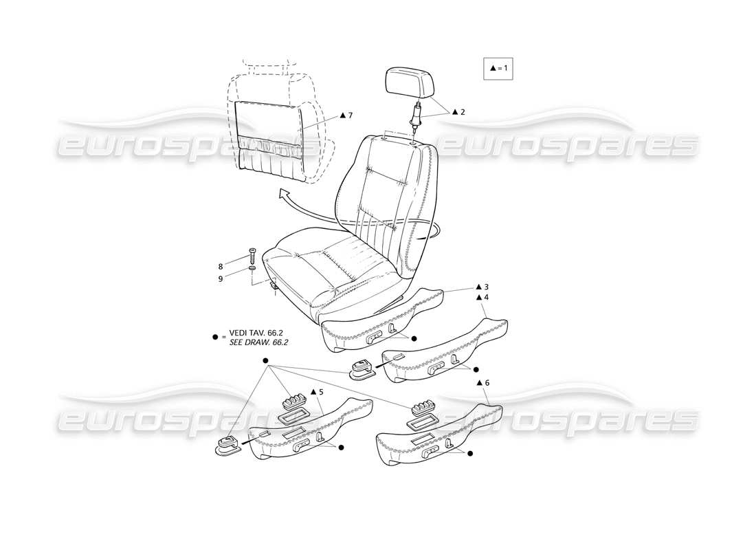 maserati qtp v6 evoluzione sedile anteriore diagramma delle parti