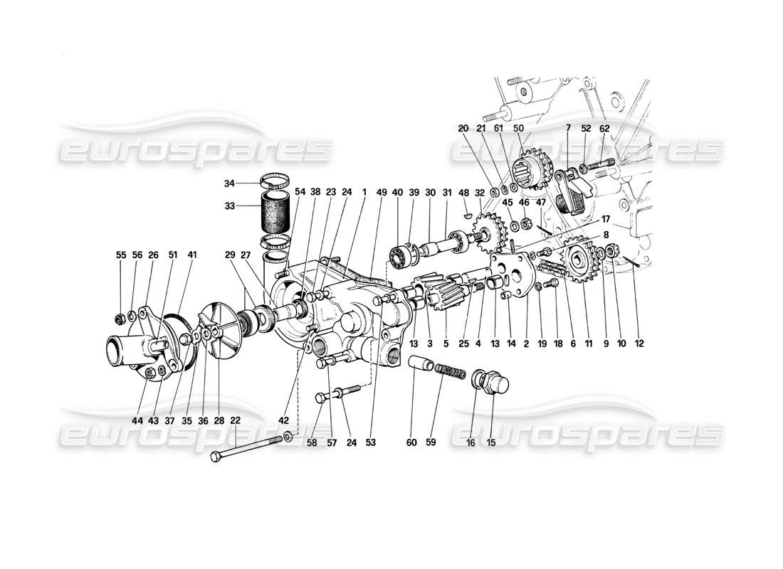 ferrari 412 (mechanical) pompa dell'acqua e pompa dell'olio motore diagramma delle parti
