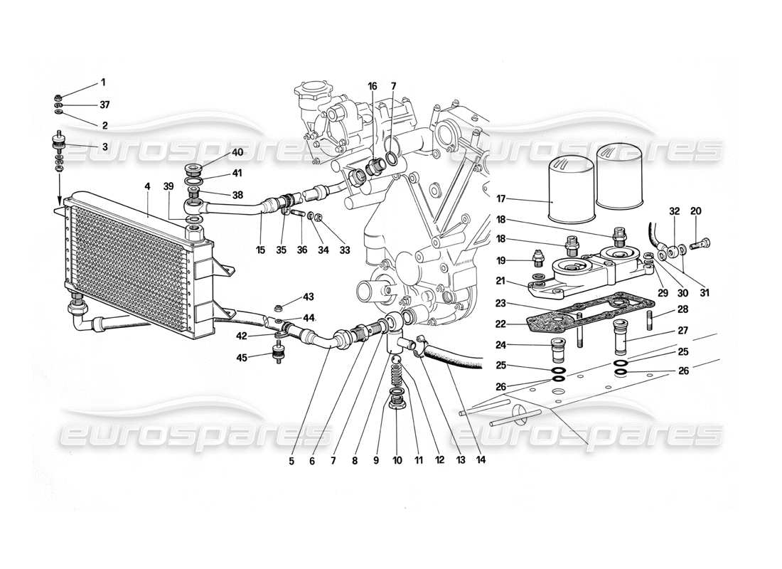 ferrari 412 (mechanical) diagramma delle parti del circuito di lubrificazione e dei filtri