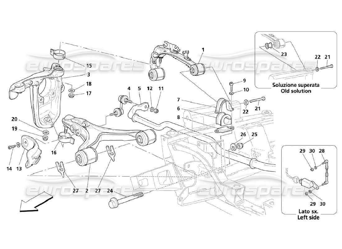 maserati qtp. (2006) 4.2 parti della sospensione anteriore diagramma