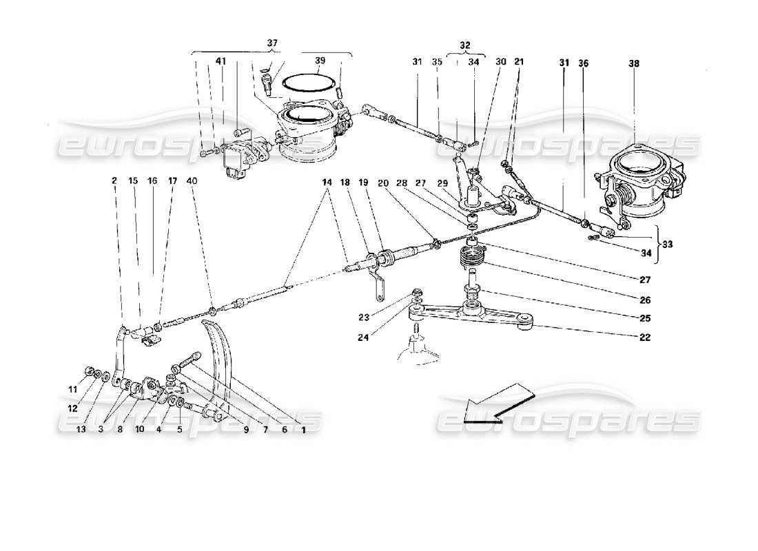 ferrari 512 tr comando acceleratore -non per gd- diagramma delle parti