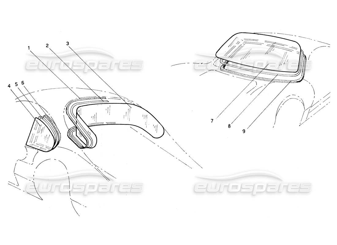 ferrari 206 gt dino (coachwork) schermi anteriori e posteriori diagramma delle parti