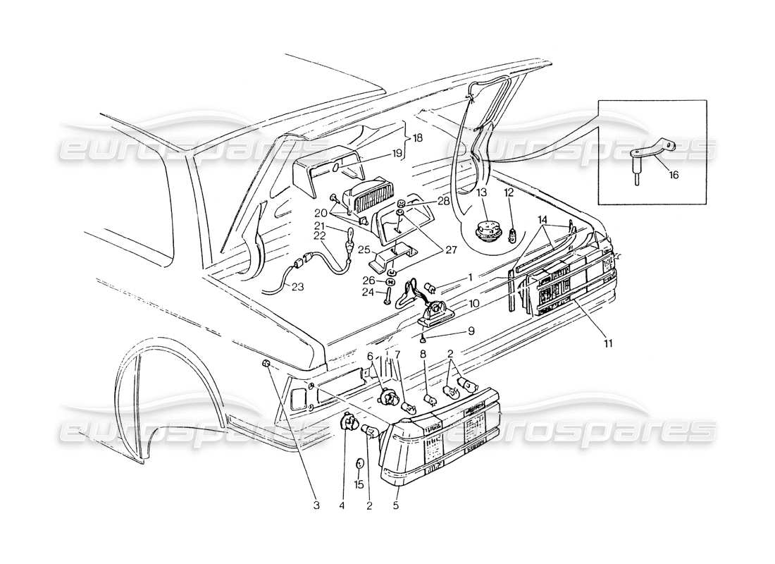 maserati 418 / 4.24v / 430 diagramma delle parti delle luci posteriori