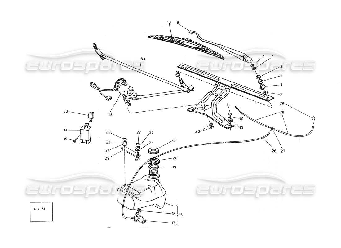 maserati 418 / 4.24v / 430 schema del tergicristallo, parte dello sterzo sinistra