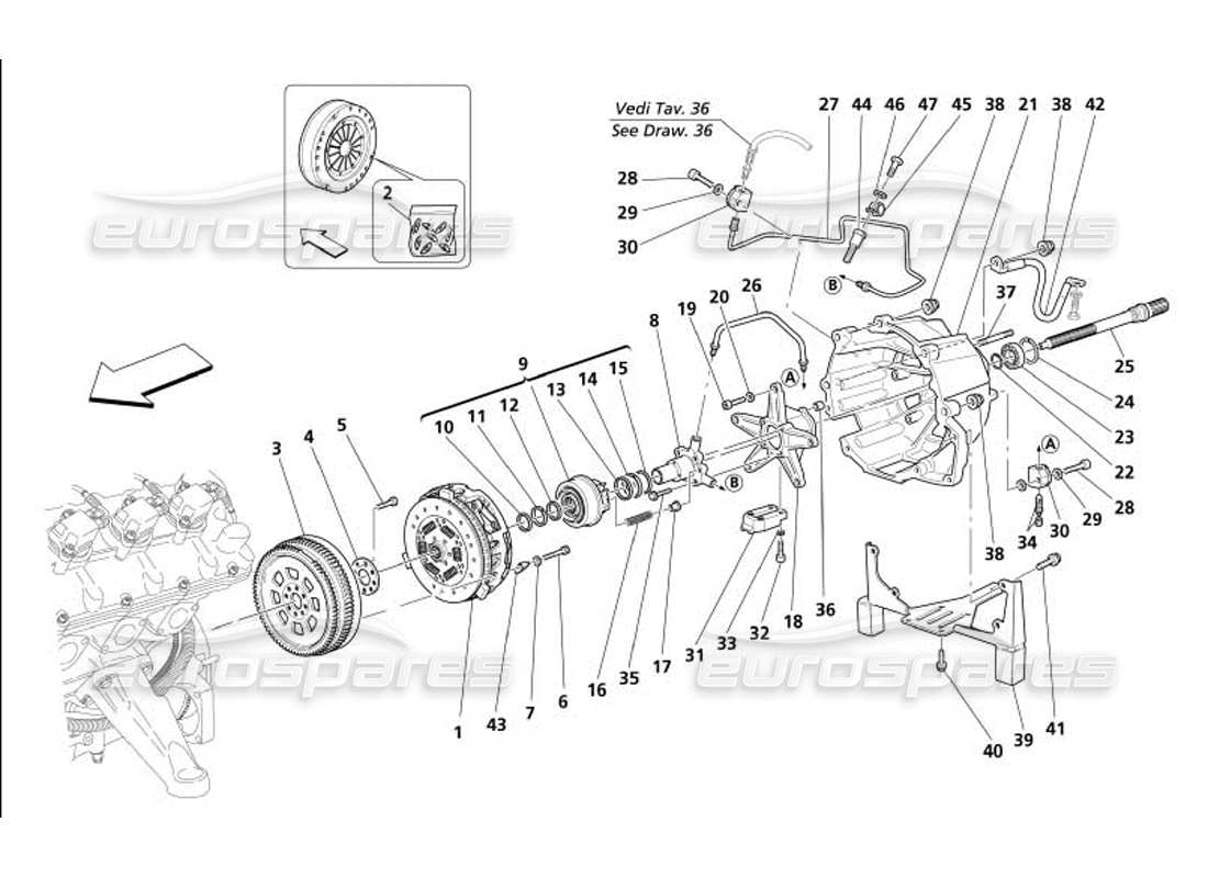 maserati 4200 coupe (2005) frizione e controlli -non per il diagramma delle parti f1-