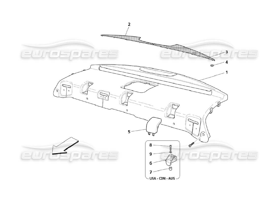 maserati qtp. (2006) 4.2 sotto la modanatura del lunotto posteriore diagramma delle parti