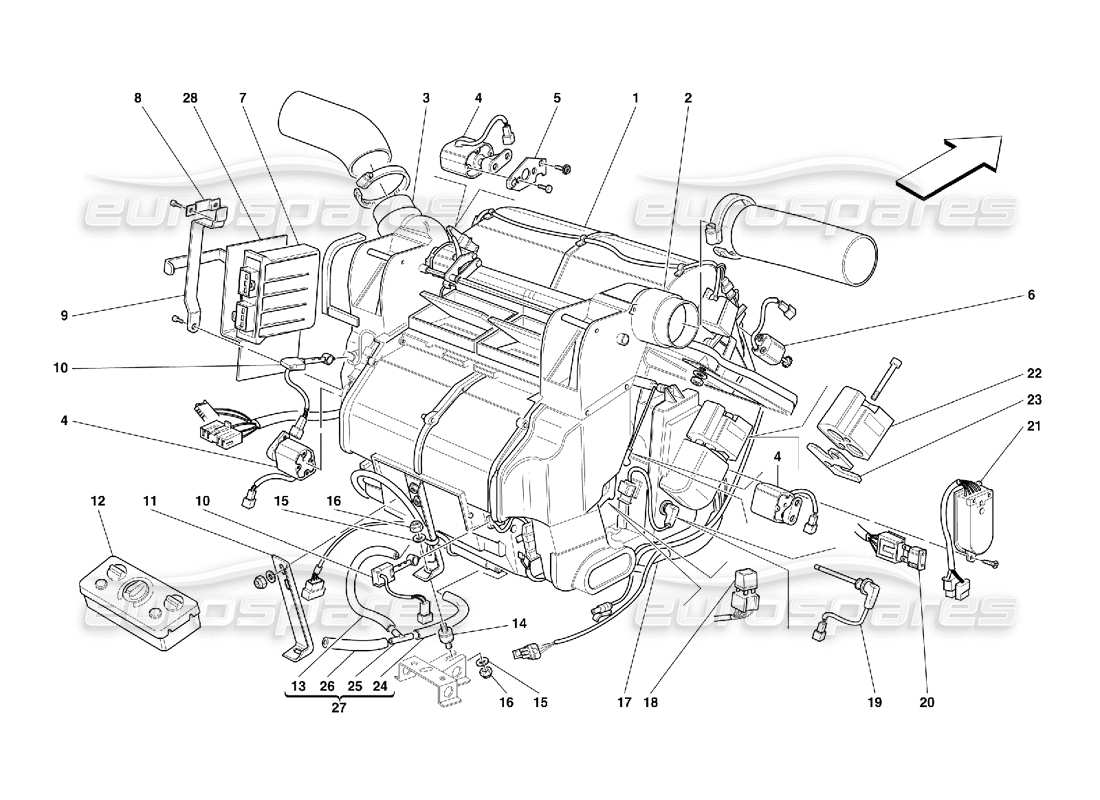 ferrari 456 gt/gta unità evaporatore e controlli schema delle parti