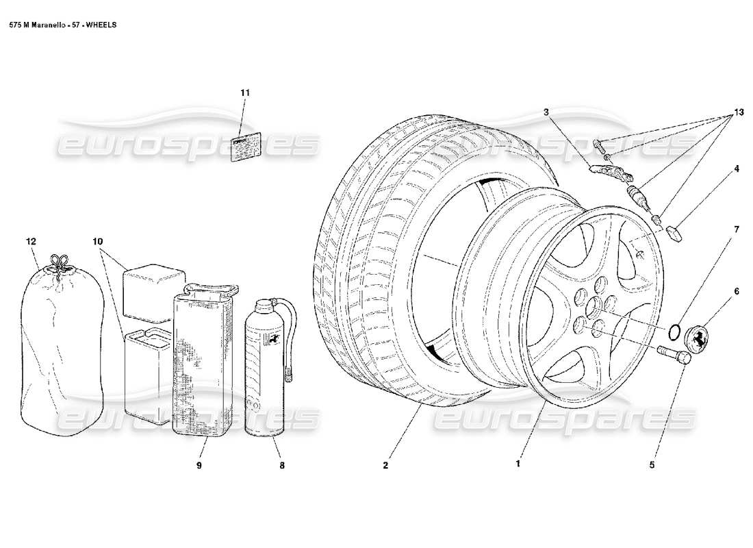 ferrari 575m maranello ruote diagramma delle parti